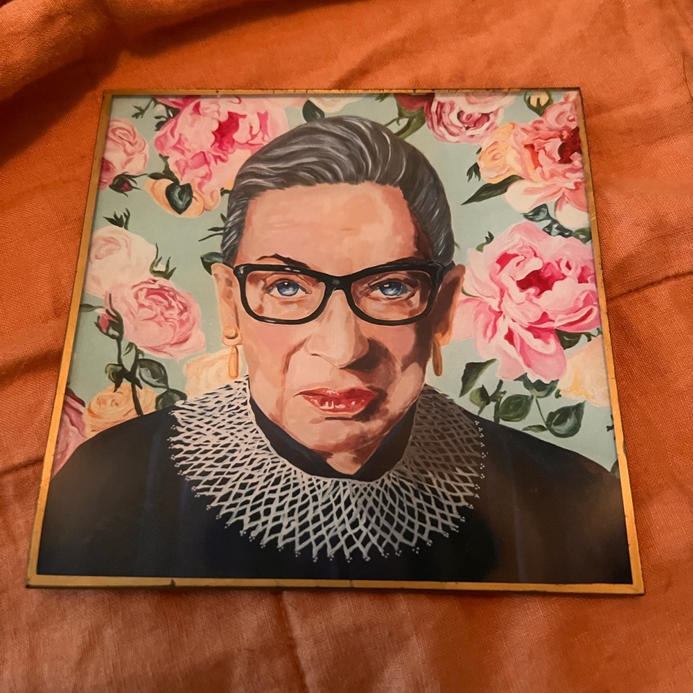 Brand New Beautiful Deco Tray Featuring RBG. Measures 4" x 4".